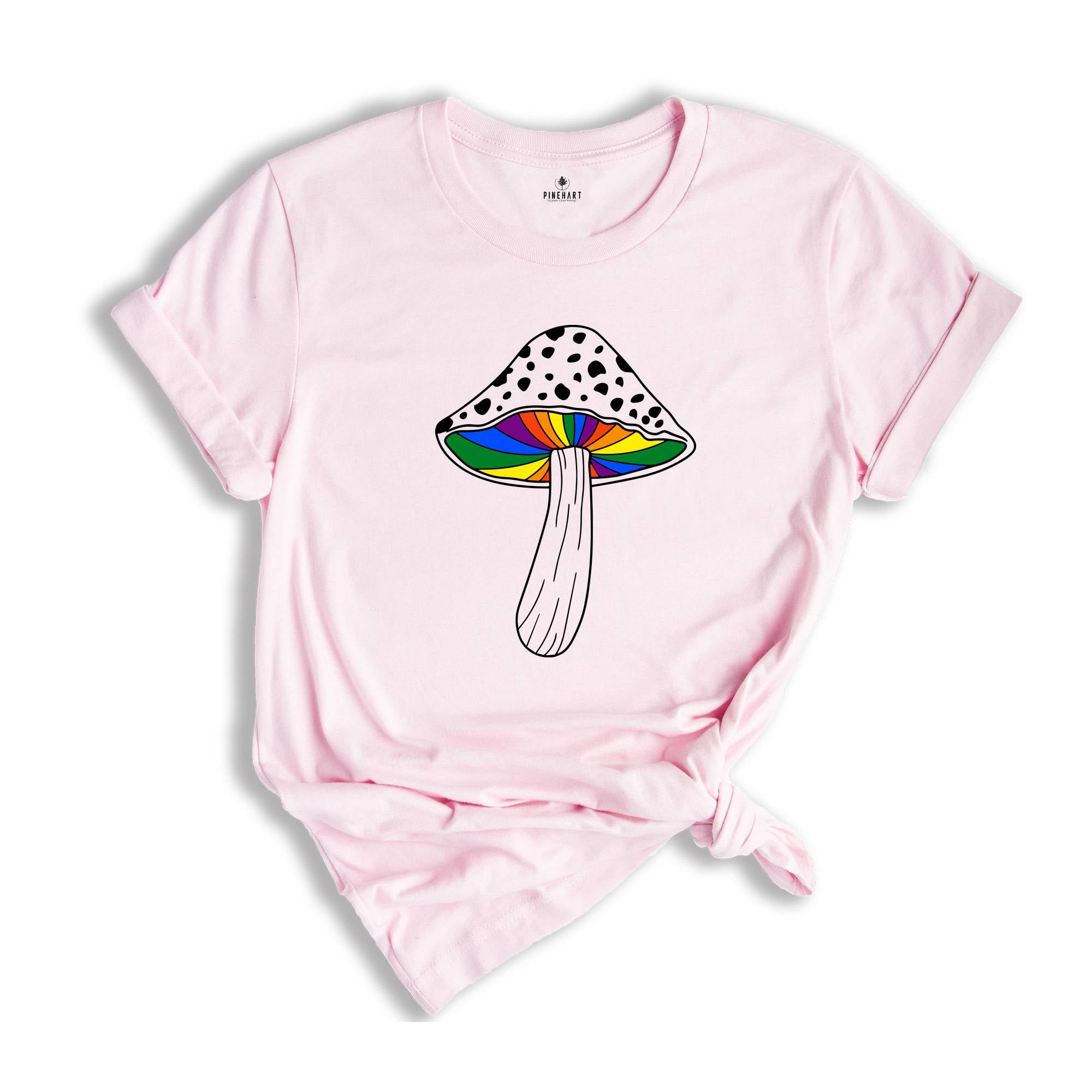 Rainbow Magic Mushroom Shirt, LGBTQ Mushroom T-shirt, Moon Phase Shirt, Gay Magic Mushroom Shirt, Lesbian Pride Tee