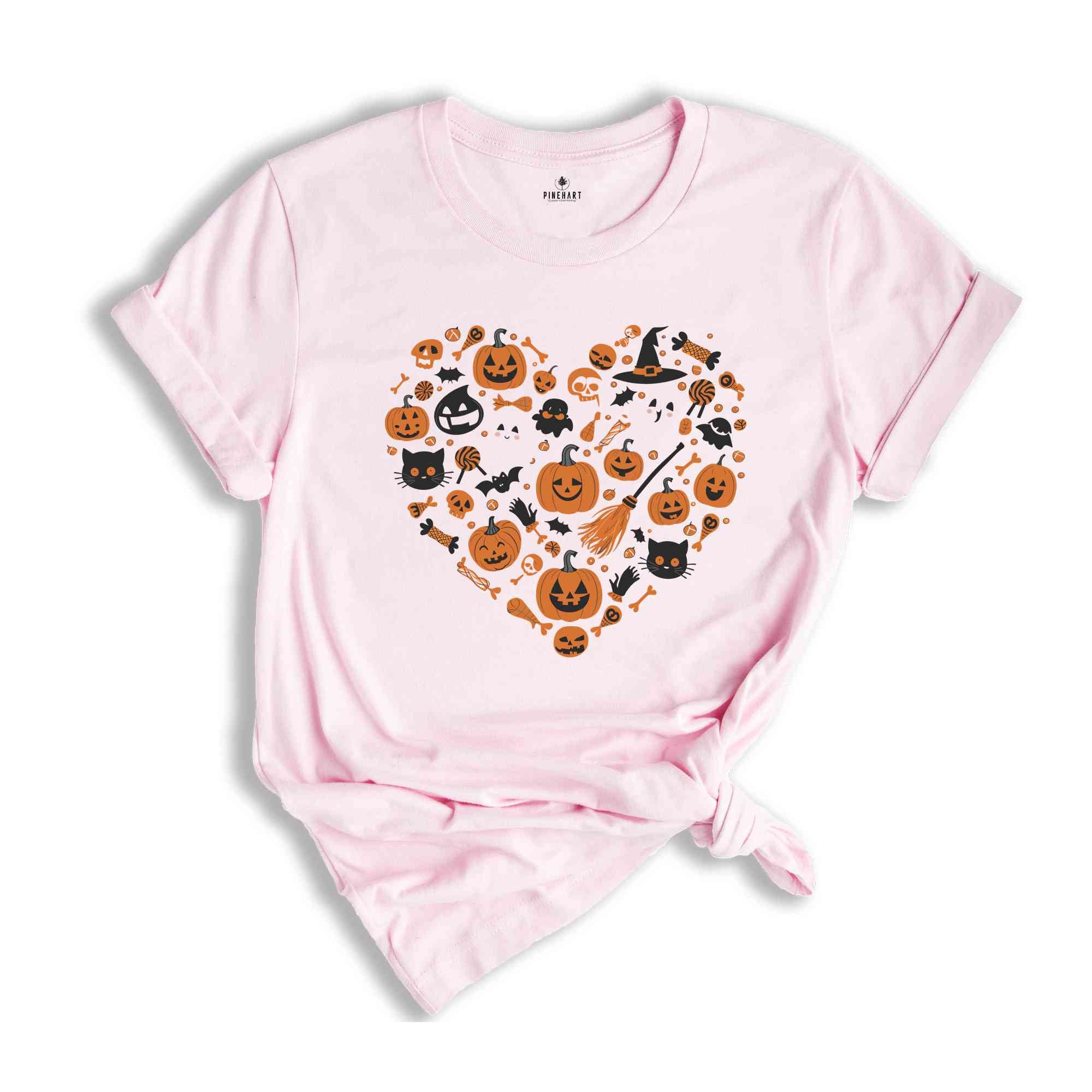 Halloween Heart Shirt, Spooky Season Shirt, Cute Ghost Shirt, Fall Rainbow Shirt, Autumn Shirt, Halloween Shirt