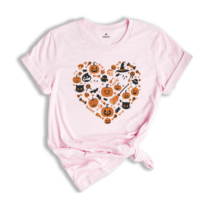 Halloween Heart Shirt, Spooky Season Shirt, Cute Ghost Shirt, Fall Rainbow Shirt, Autumn Shirt, Halloween Shirt