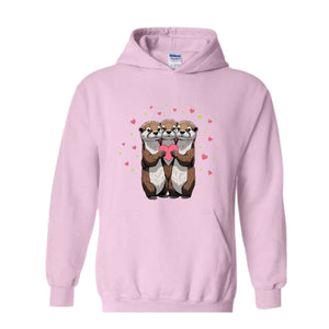 Otter Valentine Sweatshirt, Animal Sweater, Happy Valentine Hoodie, Otters Sweatshirt, Otter Love Sweatshirt, Valentine Sweater