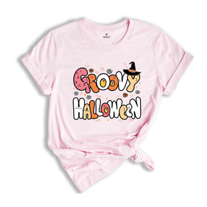 Groovy Halloween Shirt, Retro Halloween Shirt, Spooky Season Shirt, Cute Ghost Shirt, Fall Rainbow Shirt, Autumn Shirt, Halloween Shirt