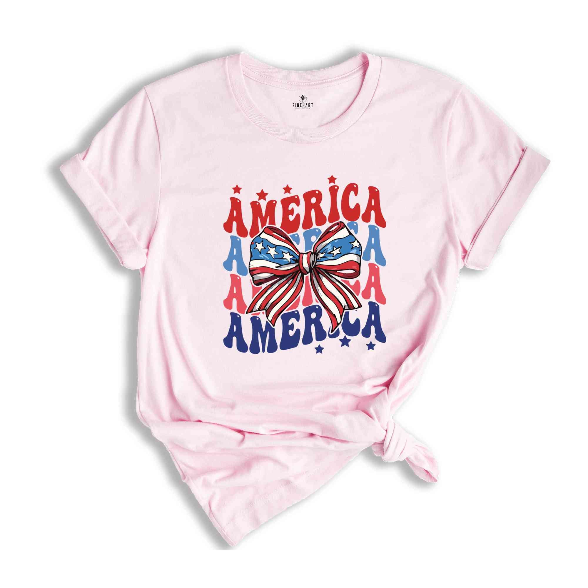 Coquette America Shirt, USA Shirt, Retro Stars And Stripes, Red White Blue Shirt, 4th of July Shirt, America Women's Shirt, Patriotic Shirt