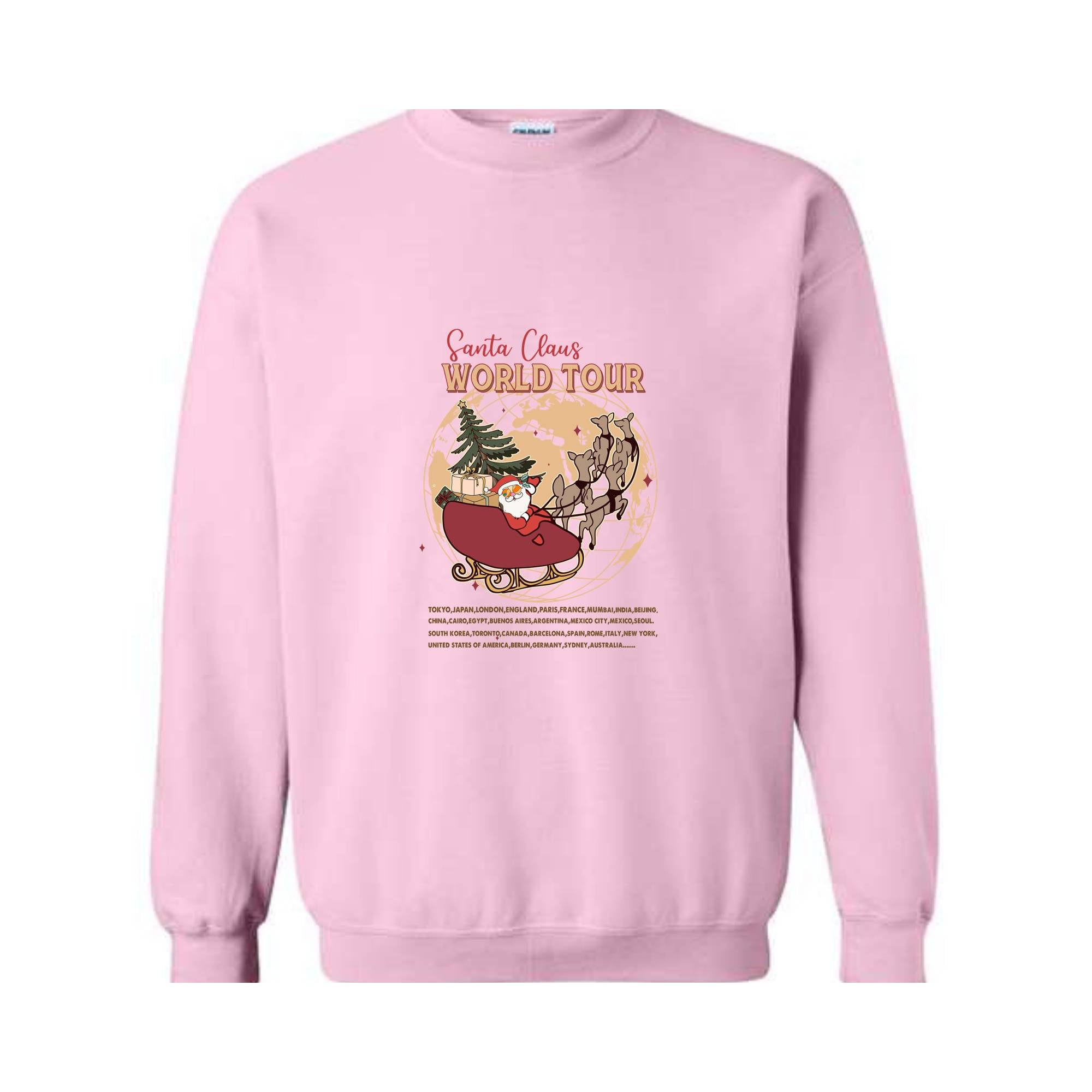 Santa Claus World Tour Sweatshirt, Christmas Sweatshirt, Funny Santa Shirt, Santa Claus Sweatshirt, Christmas Gift