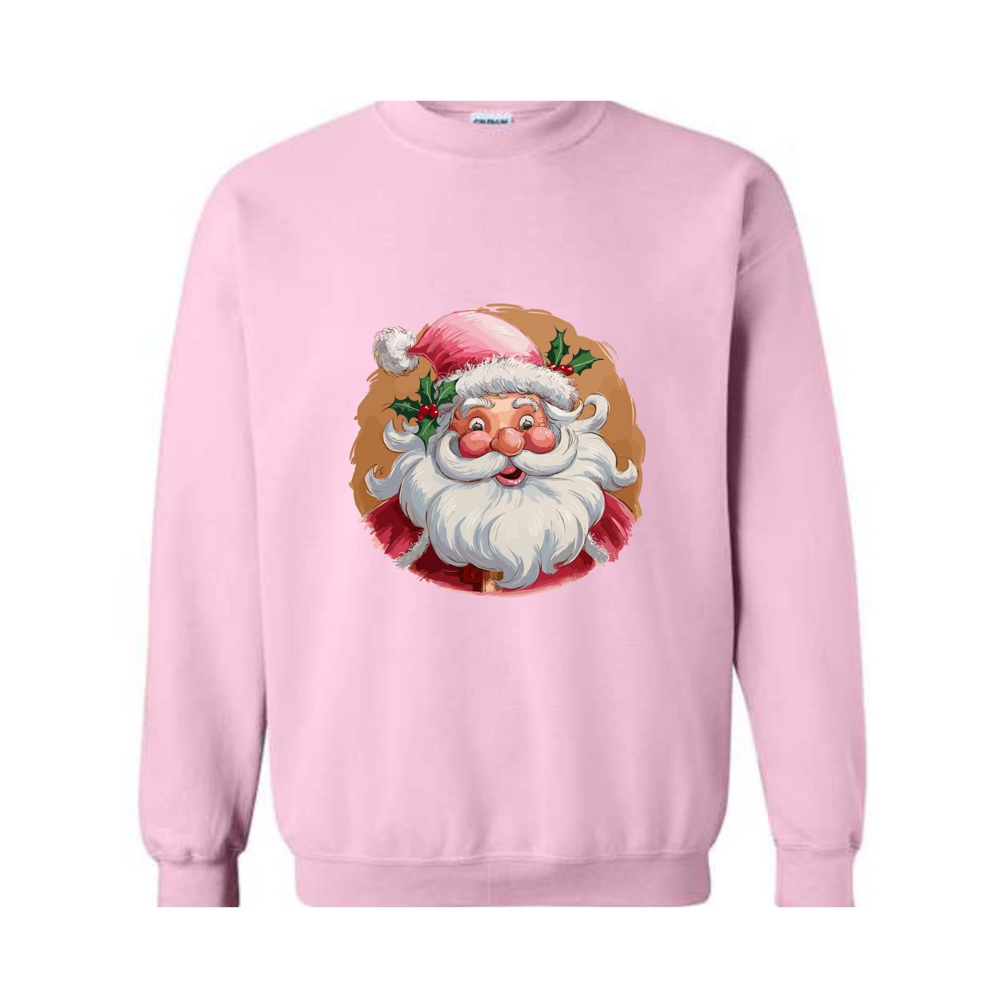 Pink Santa Retro Christmas Sweatshirts, Pink Christmas Matching Family Sweaters, Pink Vintage Holiday Sweatshirt