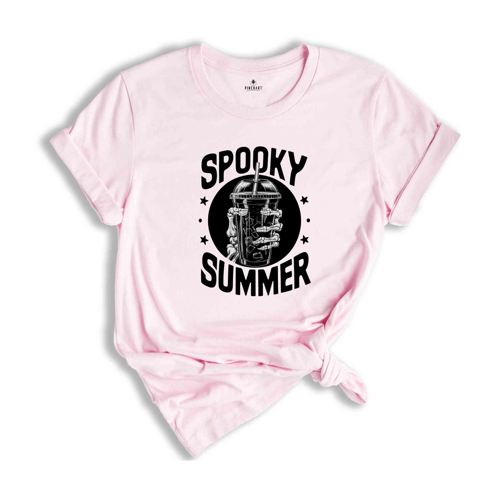 Spooky Summer Shirt, Summer Vibes Skeleton Shirt, Coffee Lover Shirt, Trendy Shirt, skeleton hand shirt, summer shirt, spooky season shirt