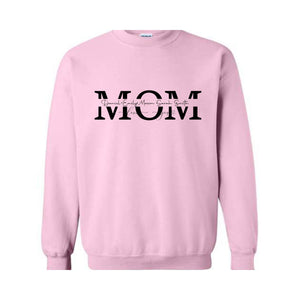 Custom Mama Sweatshirt, Personalized Mom Sweater With Kids Names Sleeve, Pregnancy Reveal Outfit, Birthday Mom Gift, Mothers Day Gift