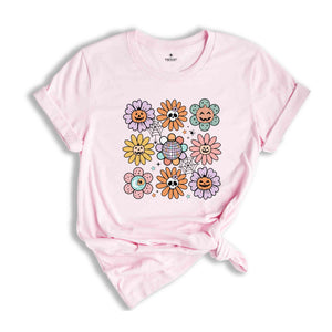 Retro Pumpkins And Flowers Shirt, Pumpkins Shirt, Halloween Shirt, Halloween Vibes Shirt, Fall Vibes Shirt, Retro Fall Shirt, Pumpkin Flower