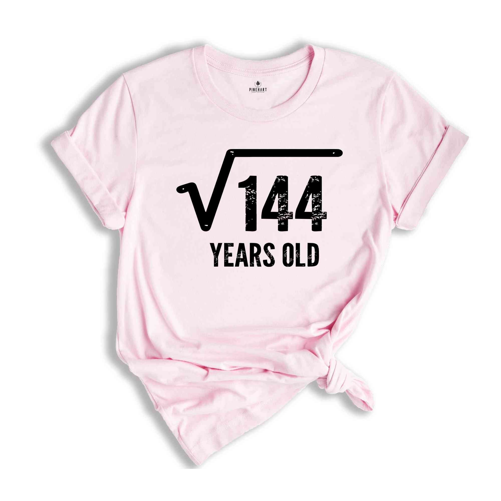 Square Root Of 144 Years Old Shirt, 12th Birthday Shirt, Born In 2012 Shirt, 12th Birthday Gift, 12th Birthday Party Shirt