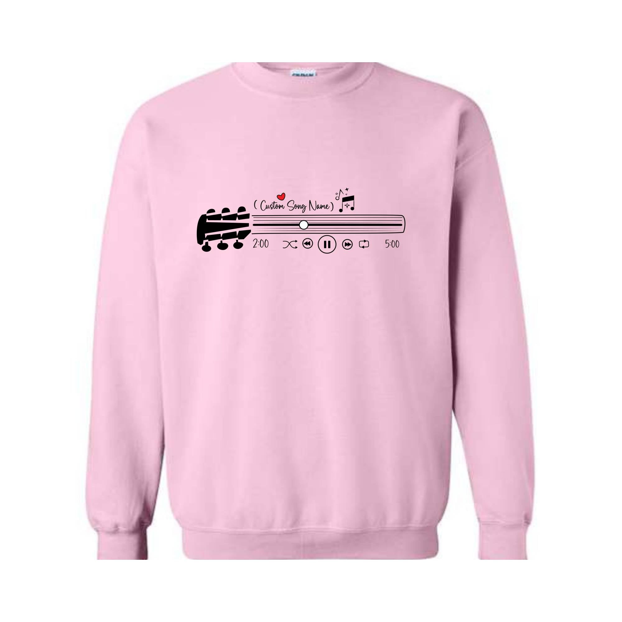 Guitar Sweater, Music Sweater, Heart Sweater, Custom Song Name Sweatshirt, Songs Sweater, Music Bar Sweatshirt, Trendy Sweater