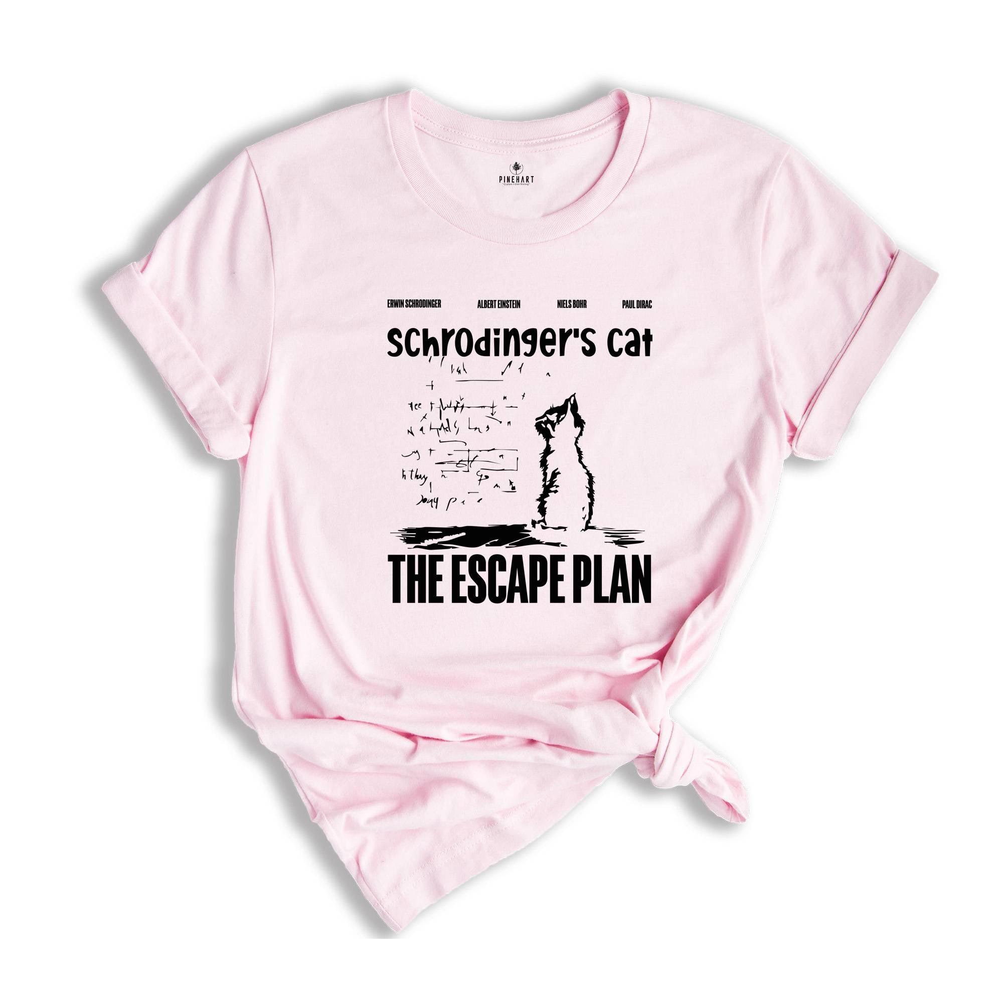 Schrödingers Cat The Escape Plan T-Shirt, Funny Physics Science Shirt, Gift for Science Lovers, Geeky Cat Lovers Tee