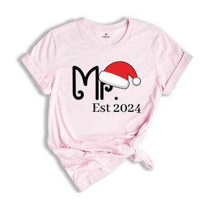 Mr And Mrs Matching Christmas Couple Shirt, Hubby Wifey Shirt, Bride And Groom Shirt, Newlyweds Gift, Honeymoon Shirt, First Christmas Gift