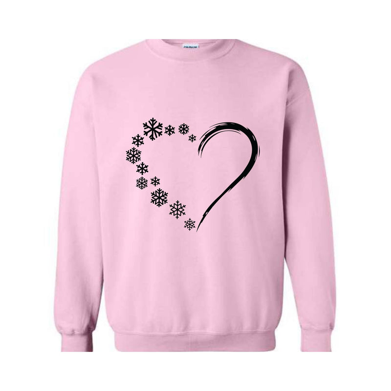 Snowflake Sweatshirt, Snowy Heart Sweatshirt, Snow Flake Heart Sweater, Christmas Season Gifts