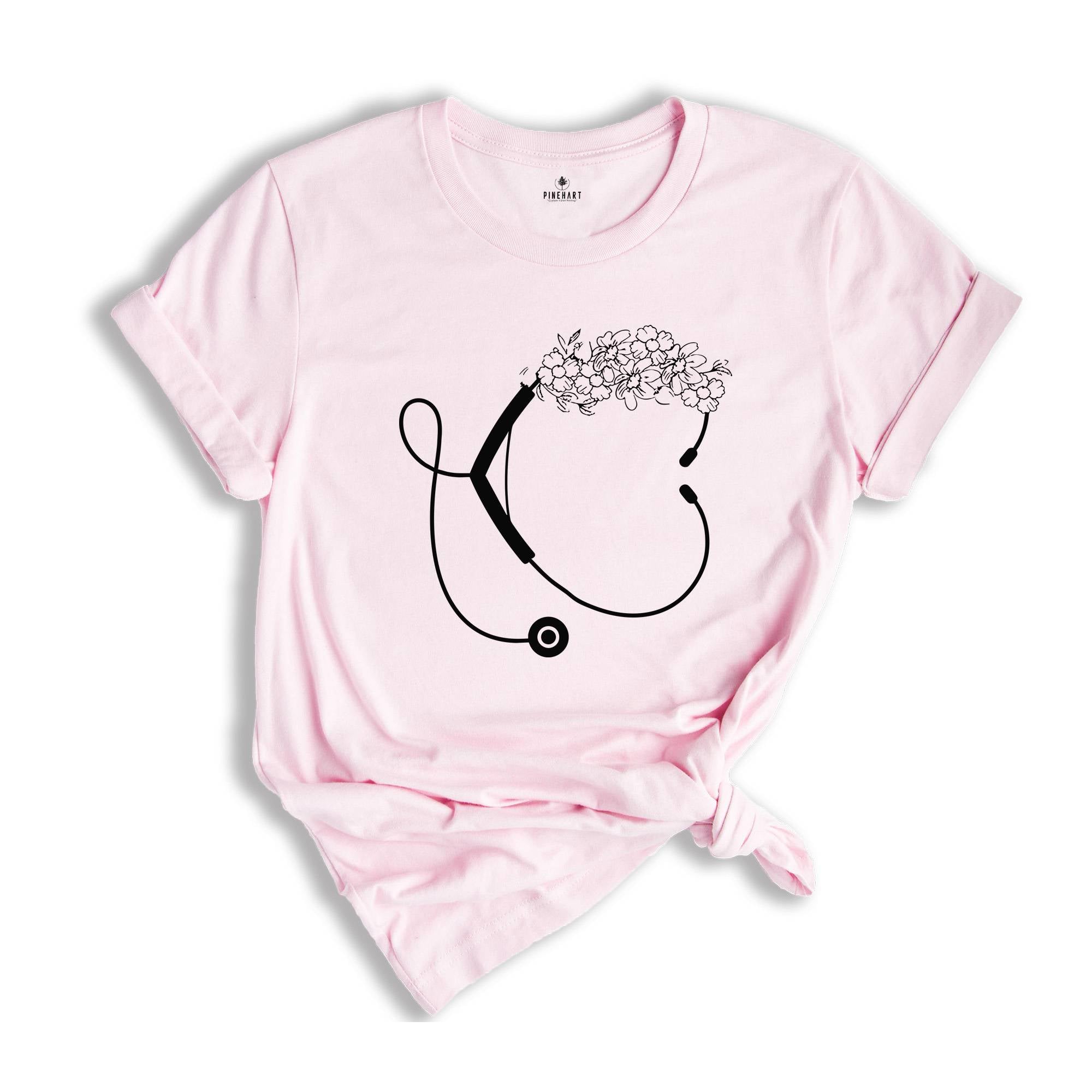 Floral Stethoscope Shirt, Stethoscope T-Shirt, Healthcare Worker Tee, Floral Nurse Shirt, Nursing School Gift, Medical Assistant