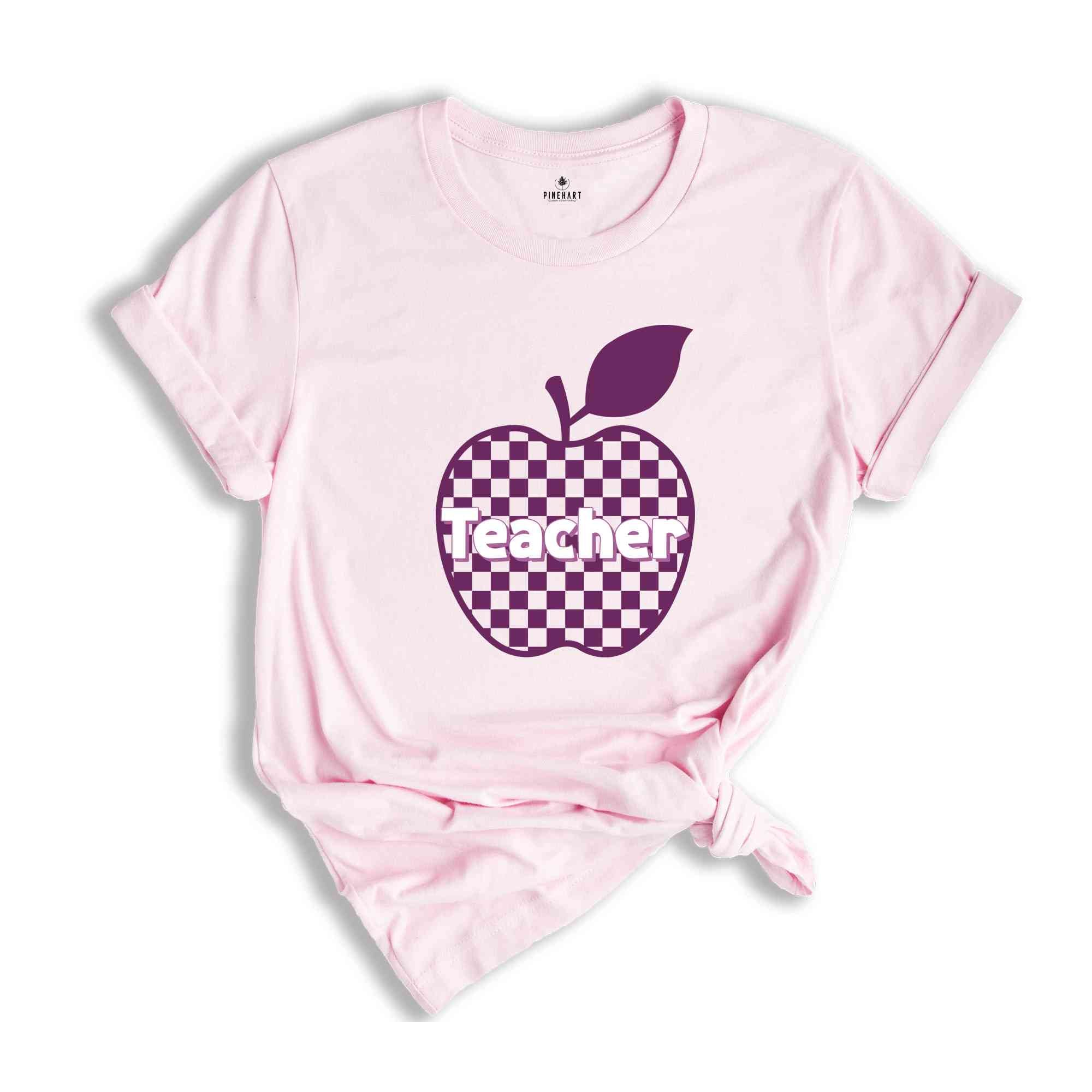 Teacher Apple Shirt, Checkered Teacher Shirt, School Teacher Shirt, Back To School Shirt, Teacher Shirt, Primary Teacher Shirt