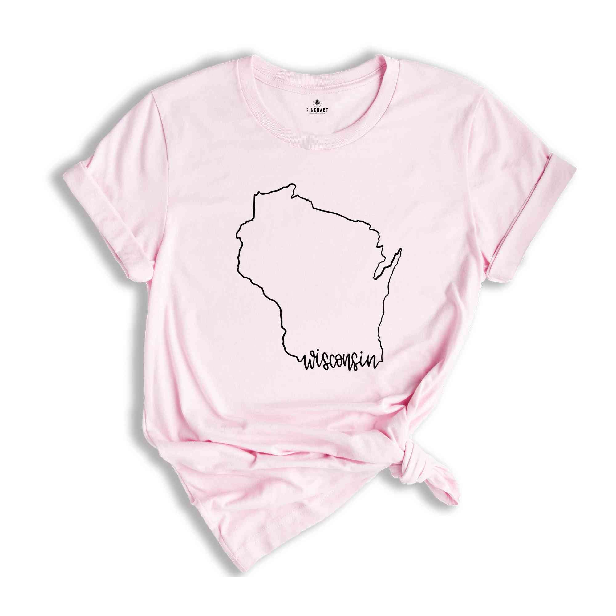 Wisconsin State Shirts, Wisconsin State Map Shirt, Wisconsin Travel Gifts, Wisconsin Clothing, Wisconsin Sweatshirt, Wisconsin Apparel