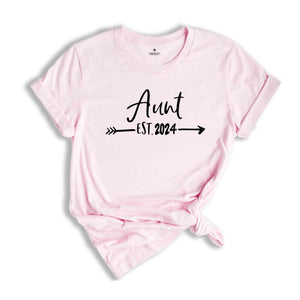 Auntie Est 2024, Gift For Aunt, Auntie Shirt, Pregnancy Reveal, Baby Announcement, New Aunt Shirt, Gift For Sister, Promoted To Aunt T Shirt