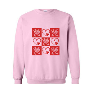 Dog Mama Coquette Sweatshirt, Dog Valentine Bow , Dog Lover Gift, Dog Valentine , Dog mom , Valentine Checkered