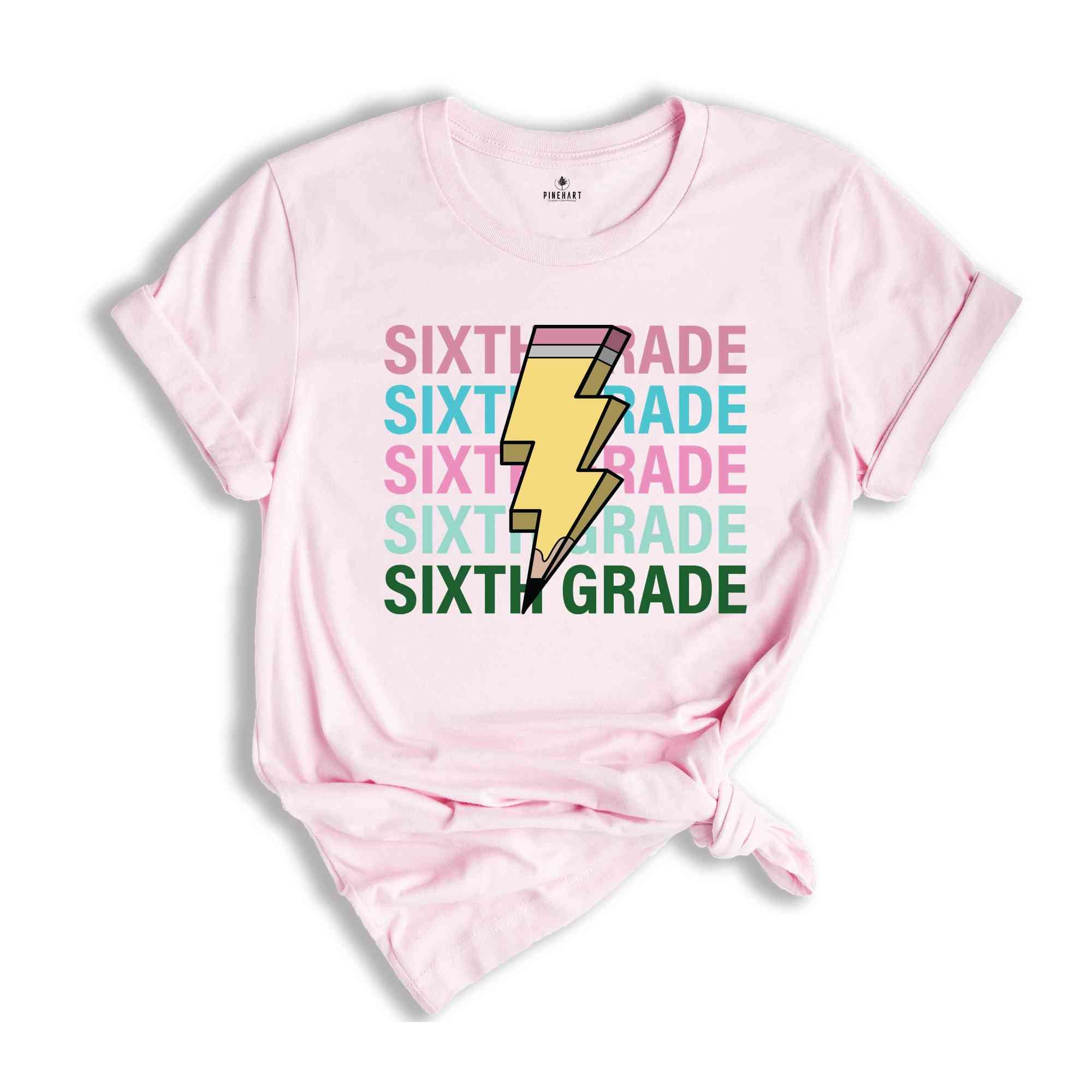 Sixth Grade Pencil Shirt, Pencil Bolt Shirt, Retro Shirt, Back To School Shirt, School Shirt, Teacher Shirt, Pencil Shirt, Teacher Gift