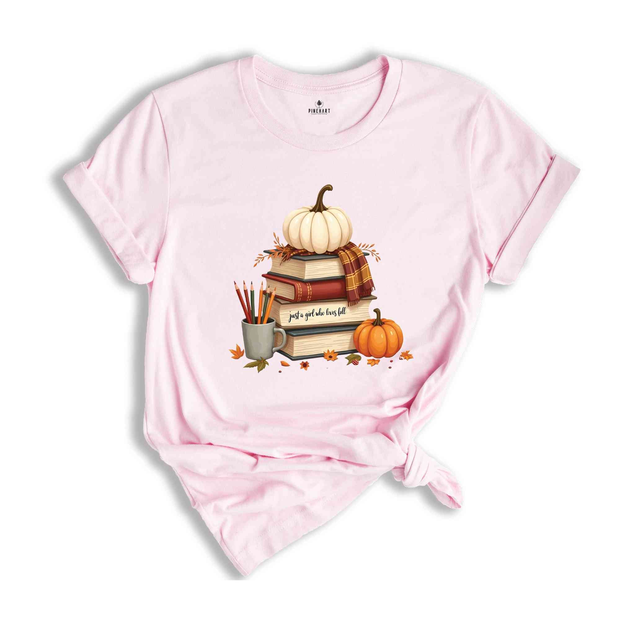 Fall Pumpkin Shirt, Thanksgiving T-Shirt, Book Lover Shirt, Autumn Tee, Pumpkin Lover Shirt, Bookish Tee, Fall Women's Tee