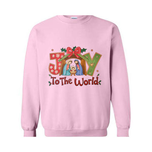 Joy To The World Sweatshirt, Christian Christmas Sweater, Cute Xmas Hoodie, Retro Christmas Nativity Scene Sweater, Christmas Gifts