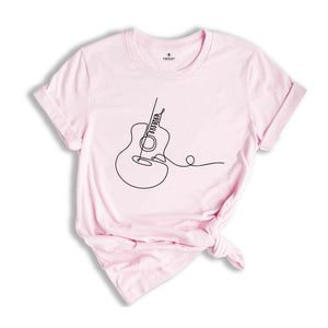 Acoustic Guitar T-Shirt, Musician Tee, Line Art Apparel, Guitar Player Tee, Cool Band Tee, Music Lover Artist Tee