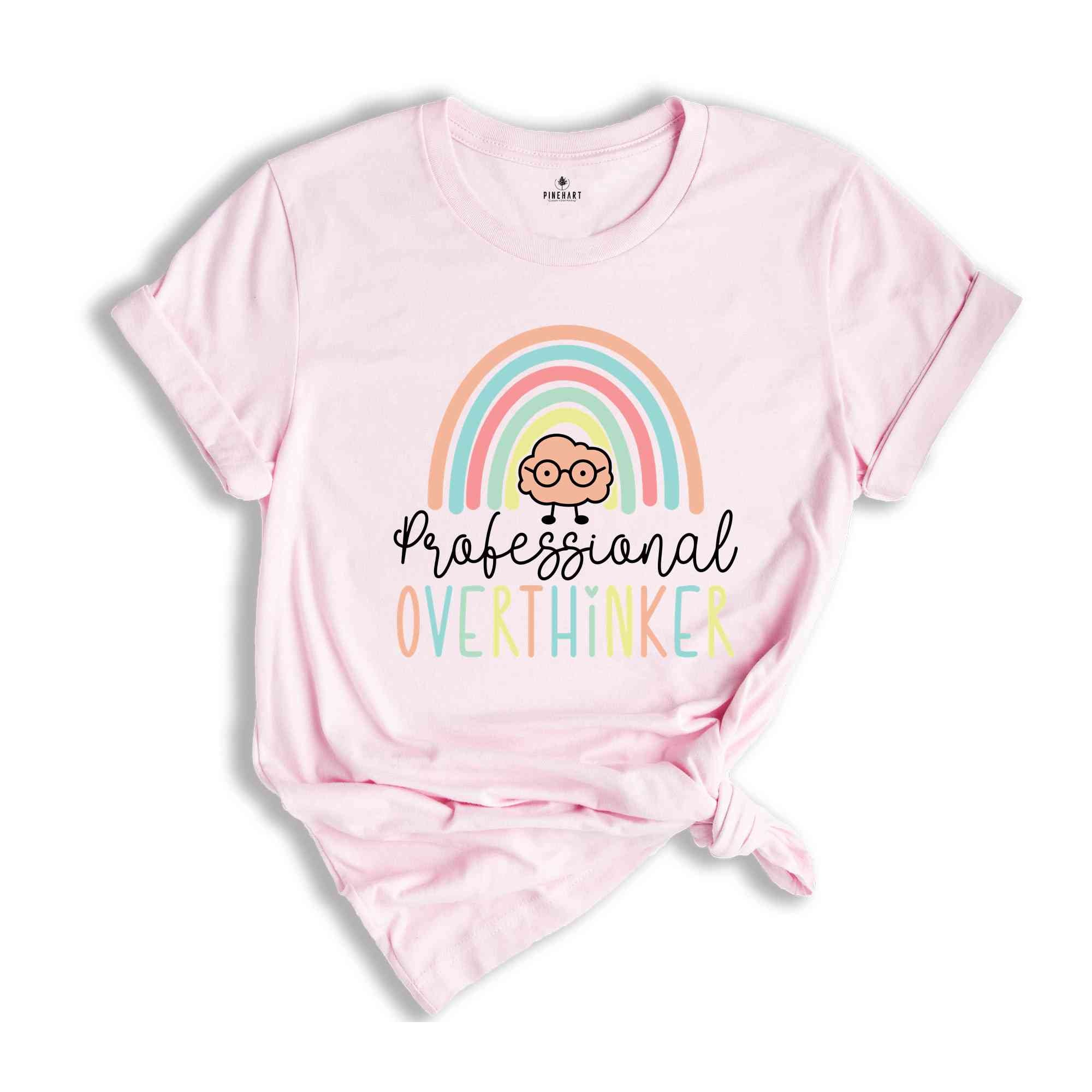 Professional Overthinker Shirt, Mental Health Matters Shirt, Cute Brain With Eyeglasses Shirt, Therapist Shirt