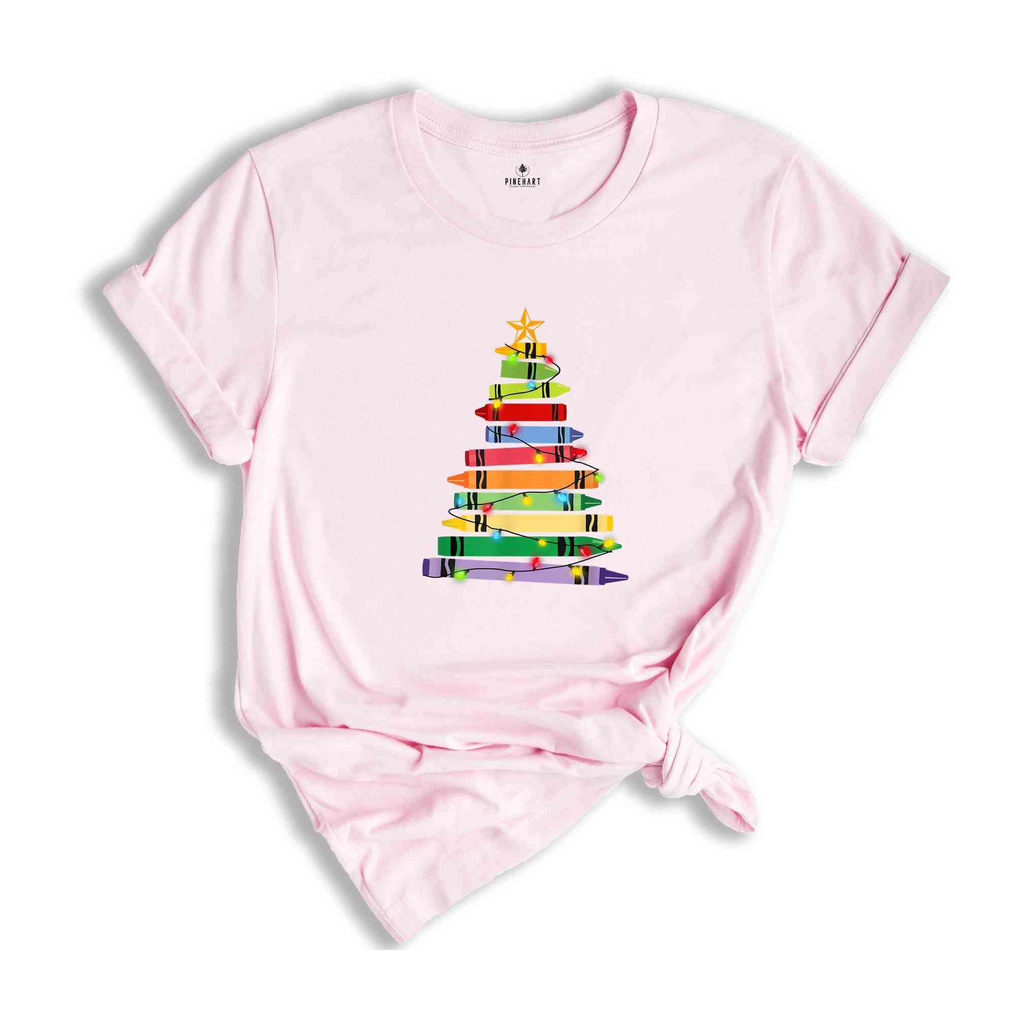 Teacher Crayon Christmas Tree Christmas Shirt, Gift For Teachers, Christmas Crayon Shirt, Teacher Shirt, Christmas Kindergarten Shirt