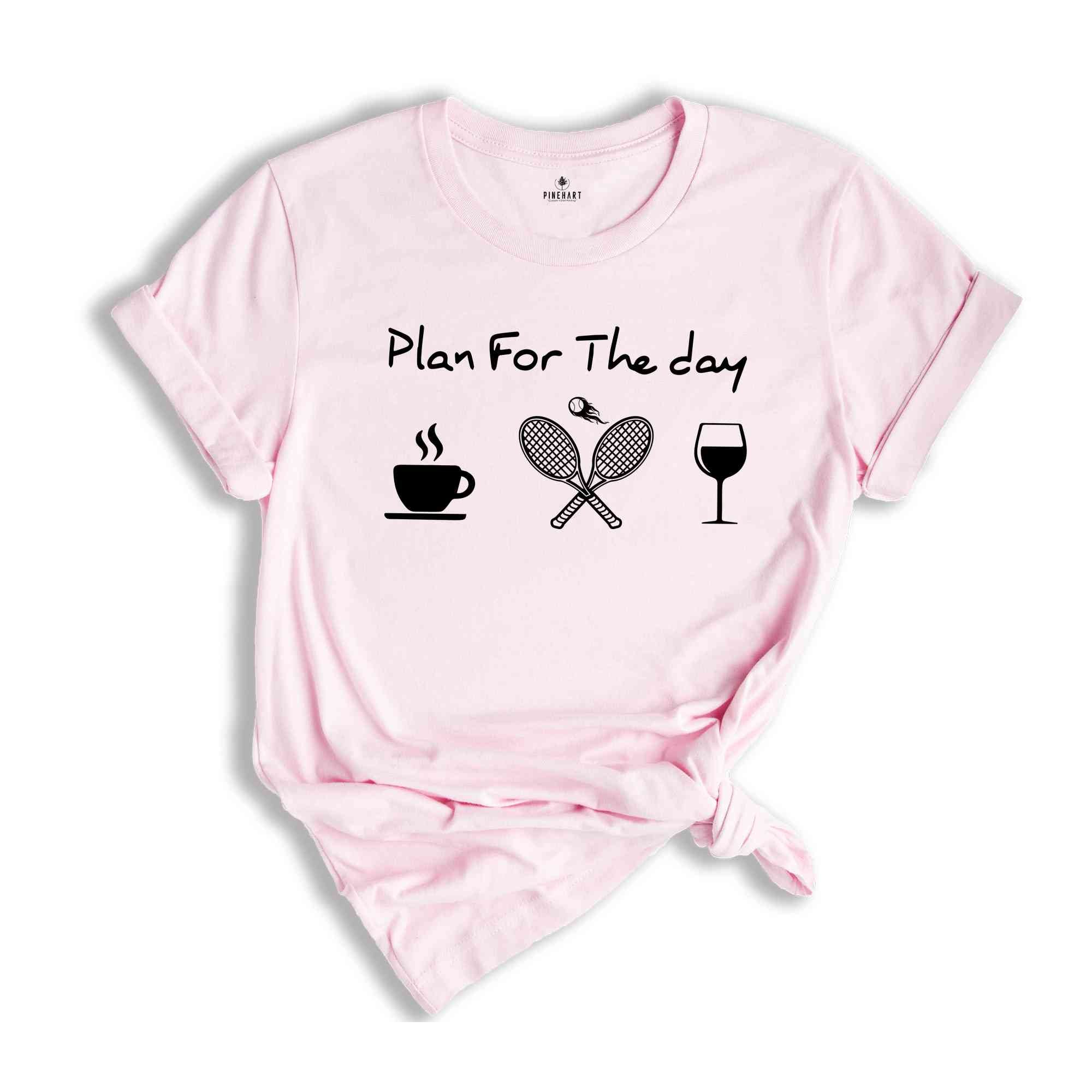 Plan For The Day Coffee Tennis Wine Repeat T-shirt, Funny Tennis Shirt, Tennis Player Gift, Game Day Shirt, Sports Shirt