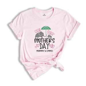 Custom Matching Our First Mother's Day T-Shirt, Cute Mummy And Baby Personalized Shirt, Mother's Day T-Shirt