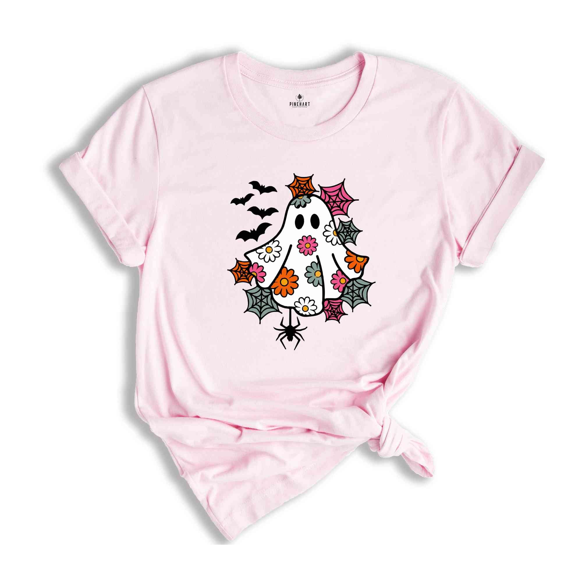 Retro Floral Ghost Halloween Shirt, Spooky Season Shirt, Halloween Party Shirt, Pumpkin Shirt, Halloween Shirt