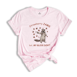 Strawberry Jams But My Glock Don't Shirt, Retro 90s Shirt, Raccoon Shirt, Trash Panda Shirt, Funny Raccoon Shirt, Cowboy Shirt