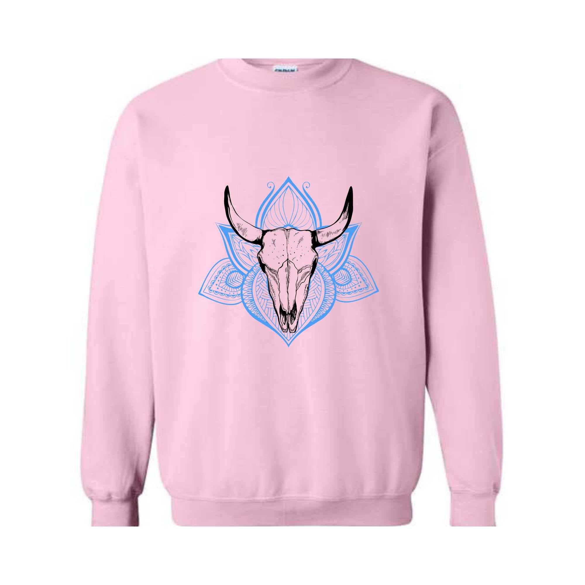 Boho Bull Skull Sweatshirt, Women's Country Sweatshirt, Wallen Sweatshirt, Cowboy Rodeo Sweater, Cowgirl Sweatshirt