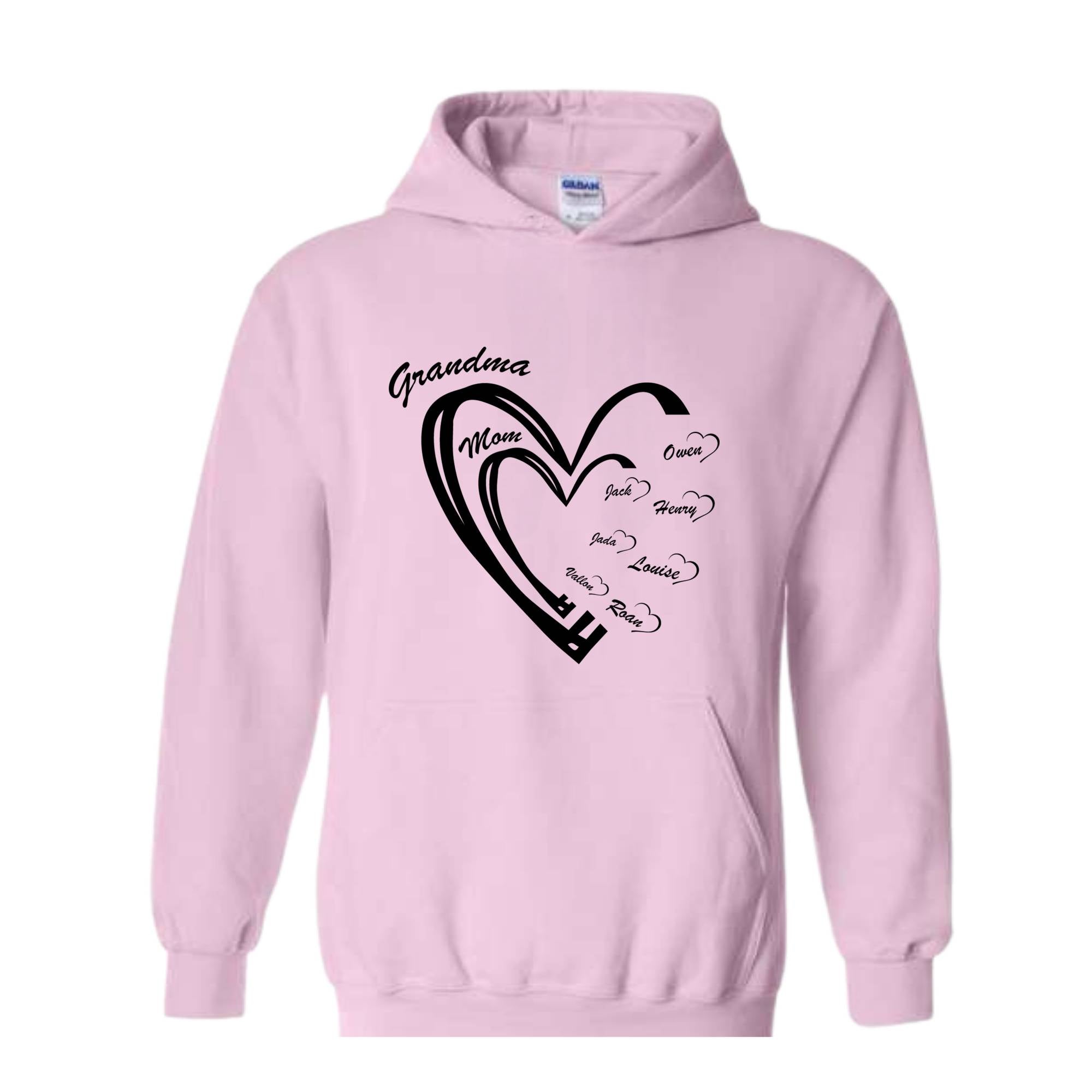 Custom Grandma Heart Sweatshirt, First Time Grandma Sweatshirt, kids Names Hoodie, Godmerch Sweatshirt, Mother's Day Hoodie