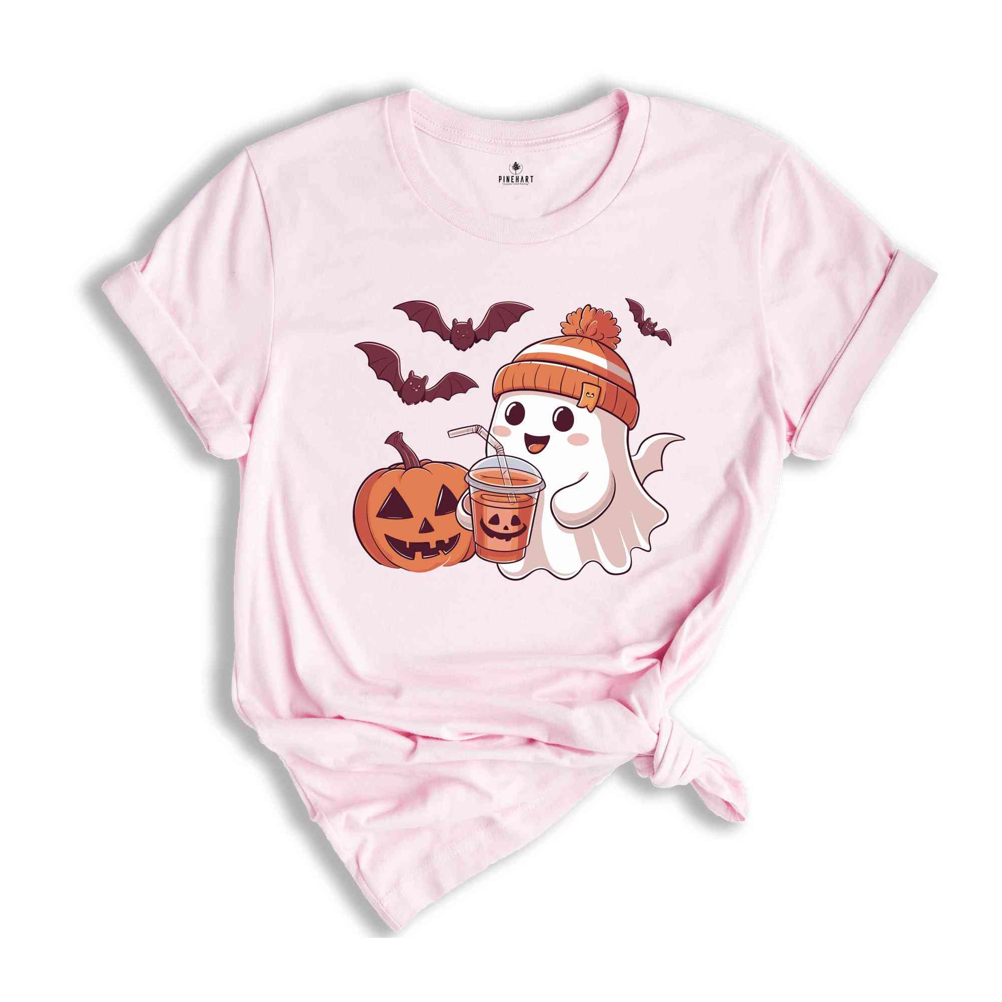 Cute Ghost Halloween Shirt, Fall Coffee Shirt, Mom Shirt, Little Ghost Juice Shirt, Ghost coffee Shirt, Cute Ghost Drinking Shirt