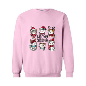 Cat Christmas Sweatshirt, Cat Lover Christmas Shirt, Meowy Christmas Shirt, Christmas Cat Mom Sweater, Catmas Gift for Christmas, Cat Shirts