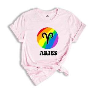 Aries LGBT Shirt, Zodiac Sign Shirt, Aries Birthday Shirt, LGBTQ Pride Shirt, Pride Month Shirt, Rainbow Shirt, Zodiac Tshirt