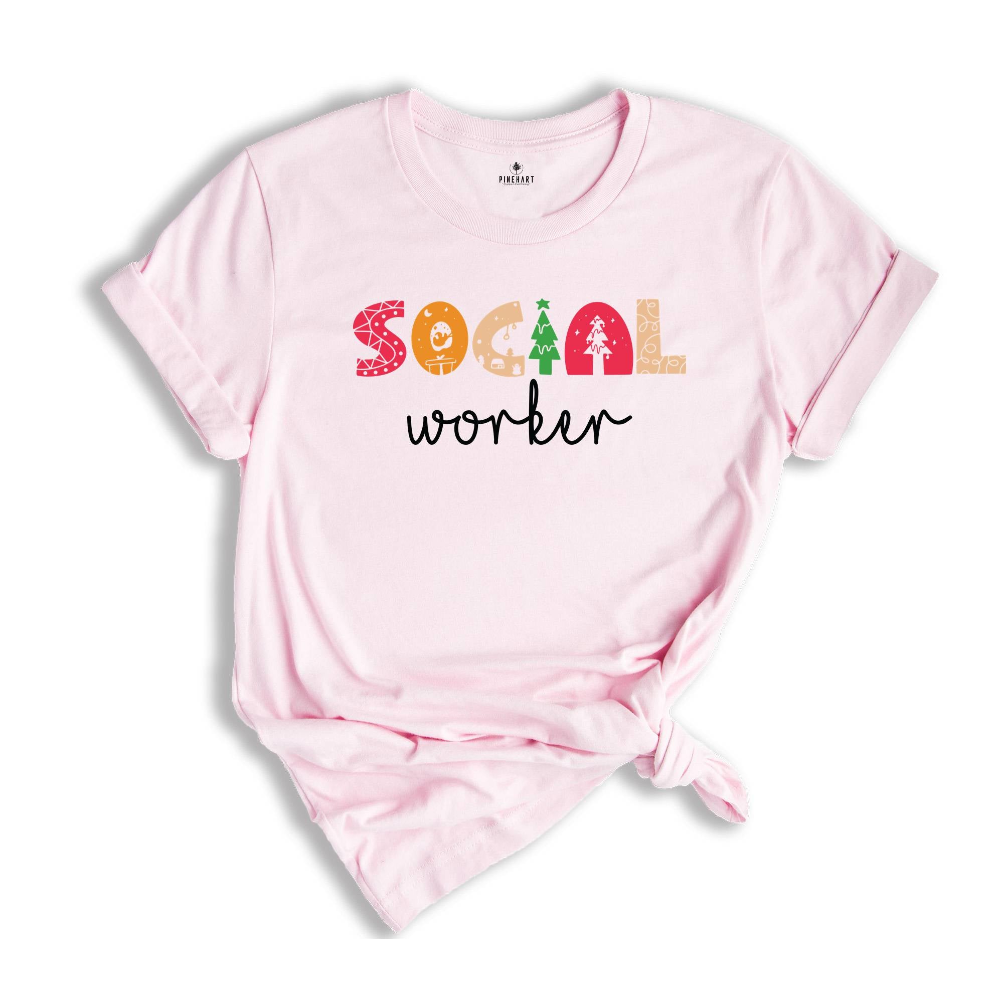 Social Worker Christmas T-Shirt, School Social Worker Gifts, Holiday Social Worker Xmas Gifts, Therapist Shirts