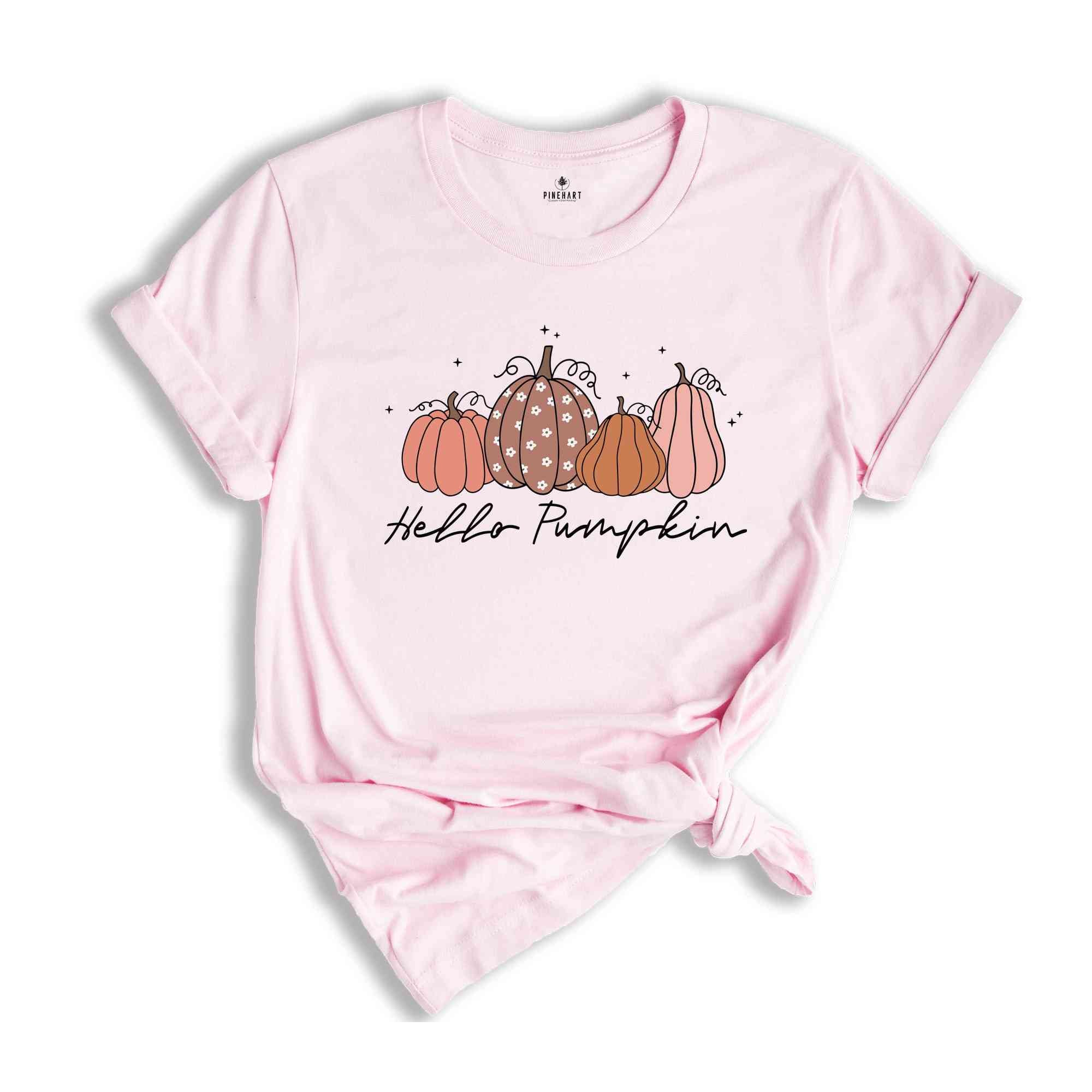 Hello Pumpkin Fall T-Shirt, Autumn Shirt, Pumpkin Lover Gifts, Fall Season Shirt, Thanksgiving Shirt, Pumpkins Tee