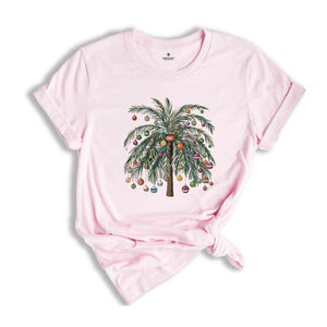 Tropical Christmas Tree Raglan, Palm Tree Holiday Tshirt, Cute Beach Christmas Raglan Shirt, Christmas Palm Tree Shirt