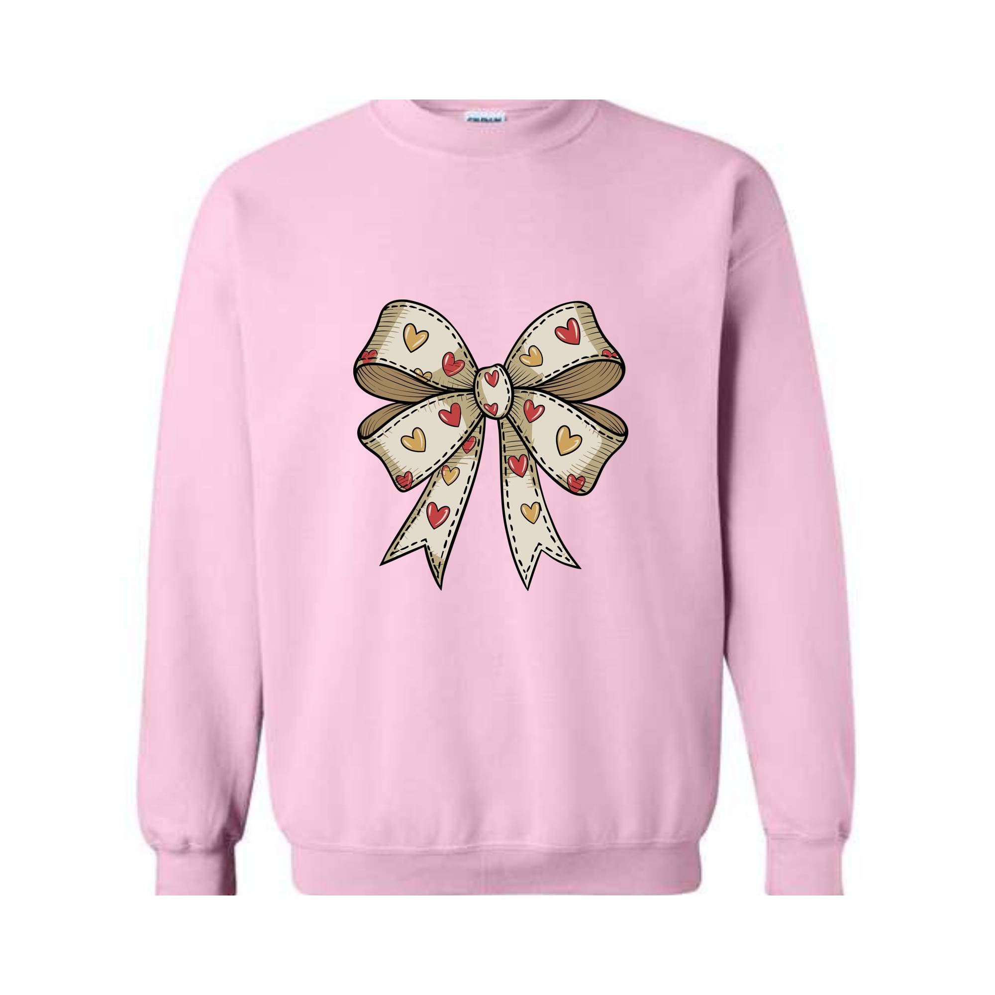 Valentine's Day Heart Bow Sweatshirt, Coquette Bow , Bow Valentine Gifts, Retro Valentine , Valentines Day Bow