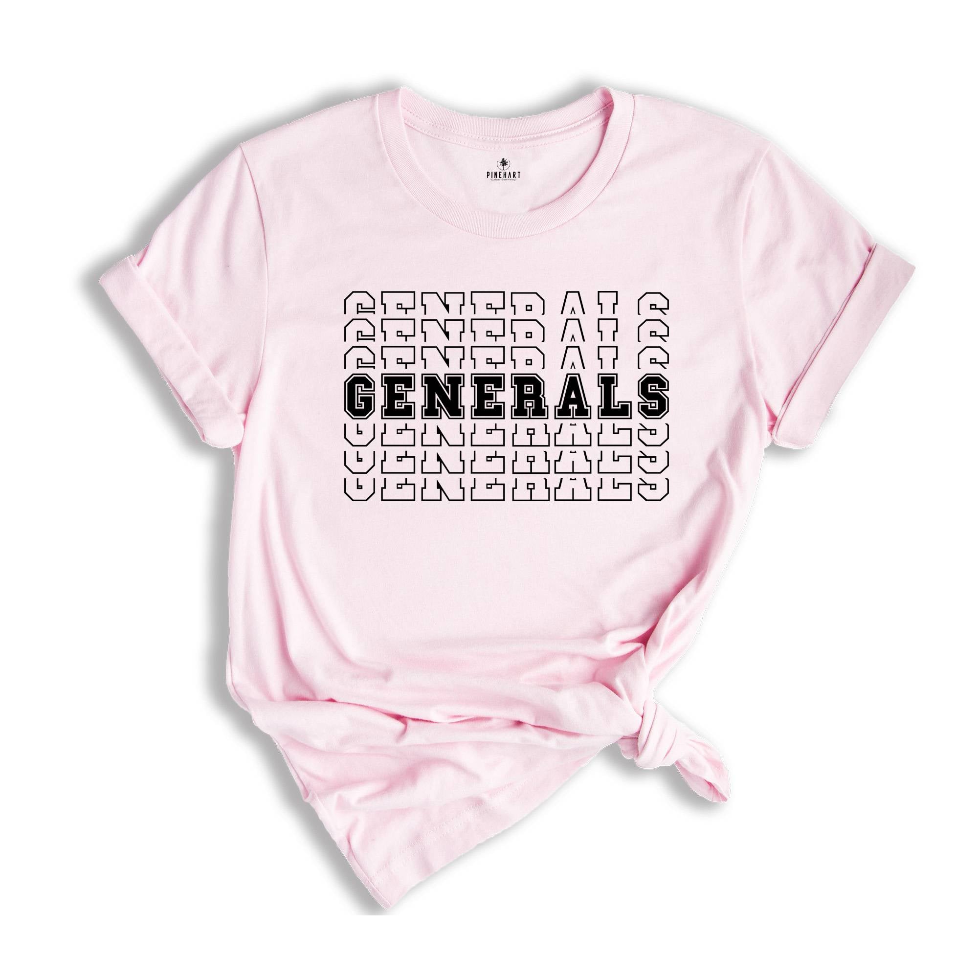 Team Mascot Shirt, Generals Team Shirt, Generals Football Shirt, Generals Fan Shirt, Generals School Shirt, Generals School Spirit