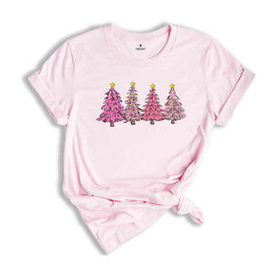 Pink Christmas Tree Shirt, Xmas Trees Shirt, Gift for Christmas, Cute Christmas Shirt, Christmas Party Tee