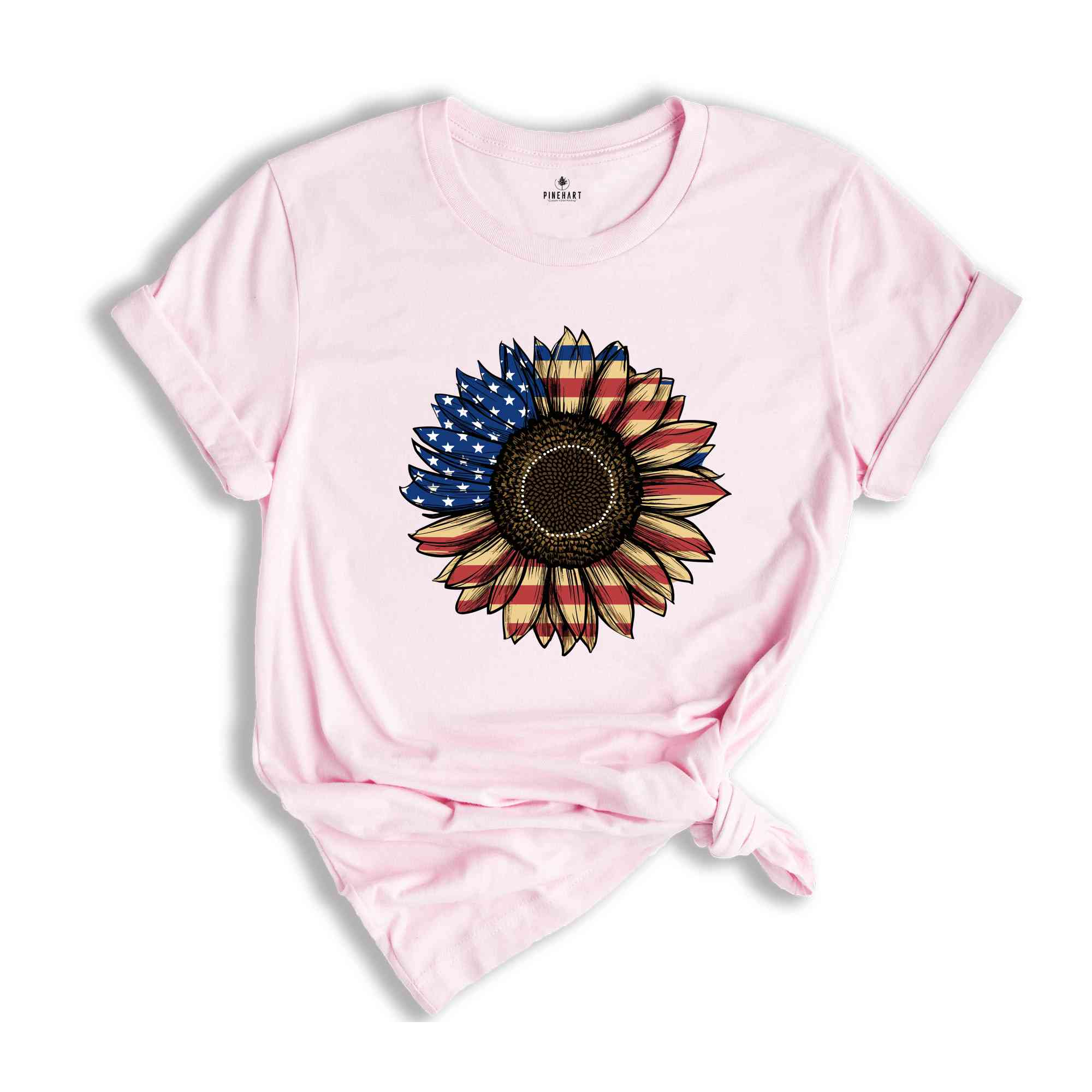 America Sunflower Shirt, USA Flag Flower T Shirt, Gift For American, 4th Of July Flag Graphic T-Shirt, Freedom TShirt, Independence Shirt