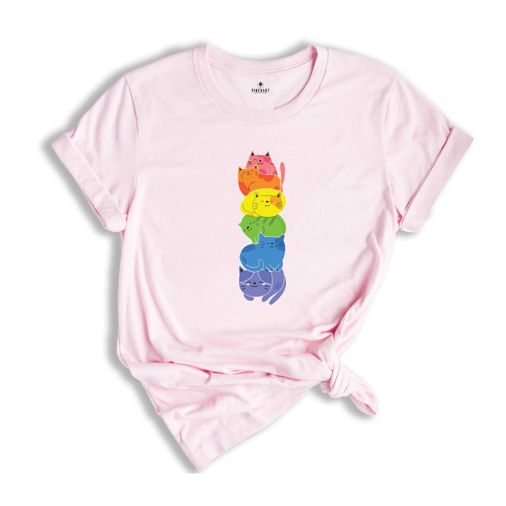 Purride Cat Shirt, LGBT Flag Shirt, Gay Pride Shirt, LGBTQ Shirt, Embroidery Rainbow Cat Shirt, Gay Shirt, Queer Cat Shirt