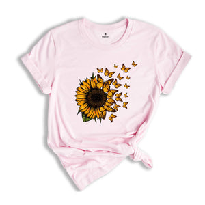 Sunflower Butterfly Shirt, Butterfly Tee, Sunflower Shirt, Floral Shirt, Love Butterfly Shirt, Sunflower Tshirt, Gardener Tee