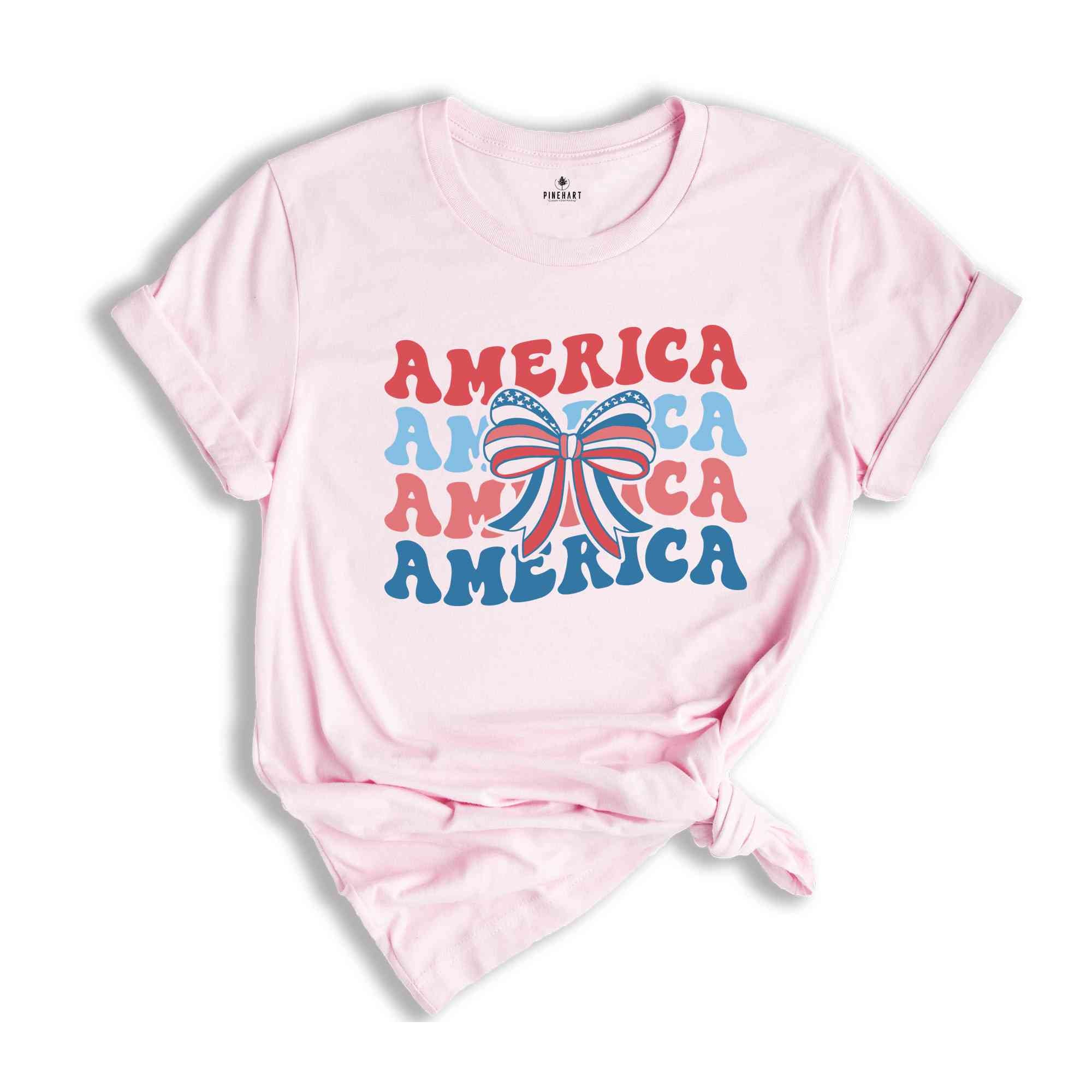 American Flag T-Shirt, Coquette 4th Of July Shirt, 4th of July Gifts, America Tee, Fourth Of July Shirts