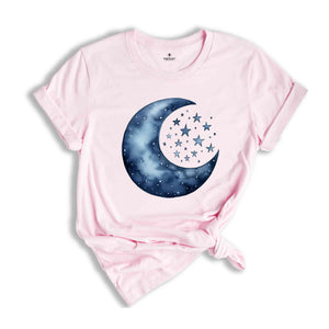 Moon and Stars Shirt, Boho Summer Shirt, Spring Break Tee, Celestial Shirt, Spiritual Shirt, Aesthetic Moon Shirt