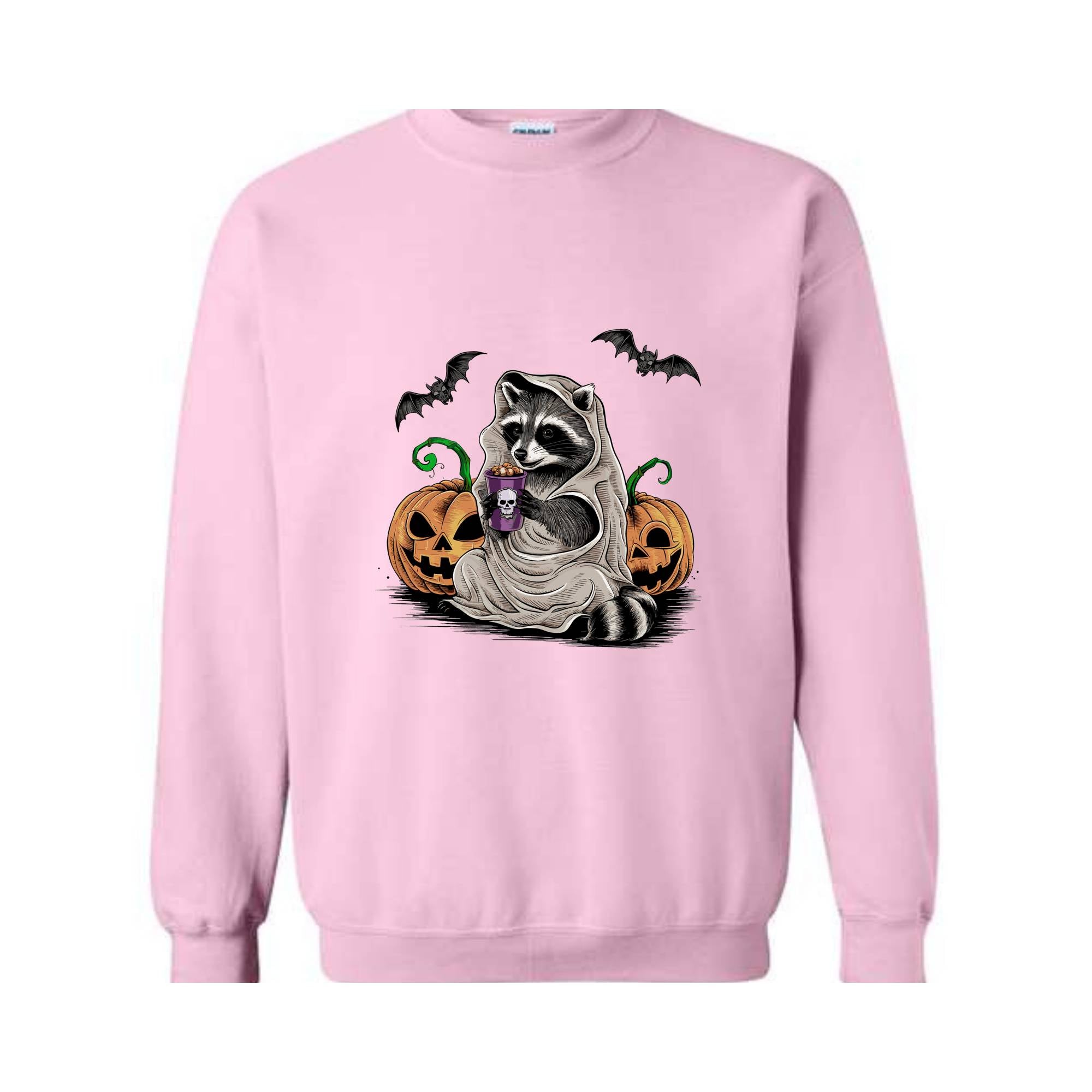 Halloween Sweatshirt, Cute Raccoon Ghost T-Shirt, Retro Halloween Shirts, Spooky Season Gift, Raccoon Halloween Shirt, Pumpkin Fall Shirt