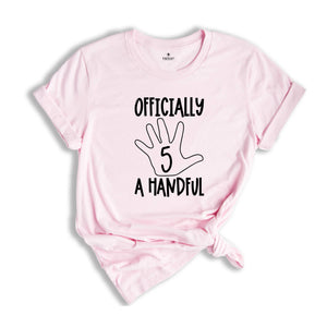 Officially A Handful T-shirt, 5th Birthday Matching Shirts, Fifth Birthday Gift, Fifth Birthday Party Tee, Cute Birthday Gift