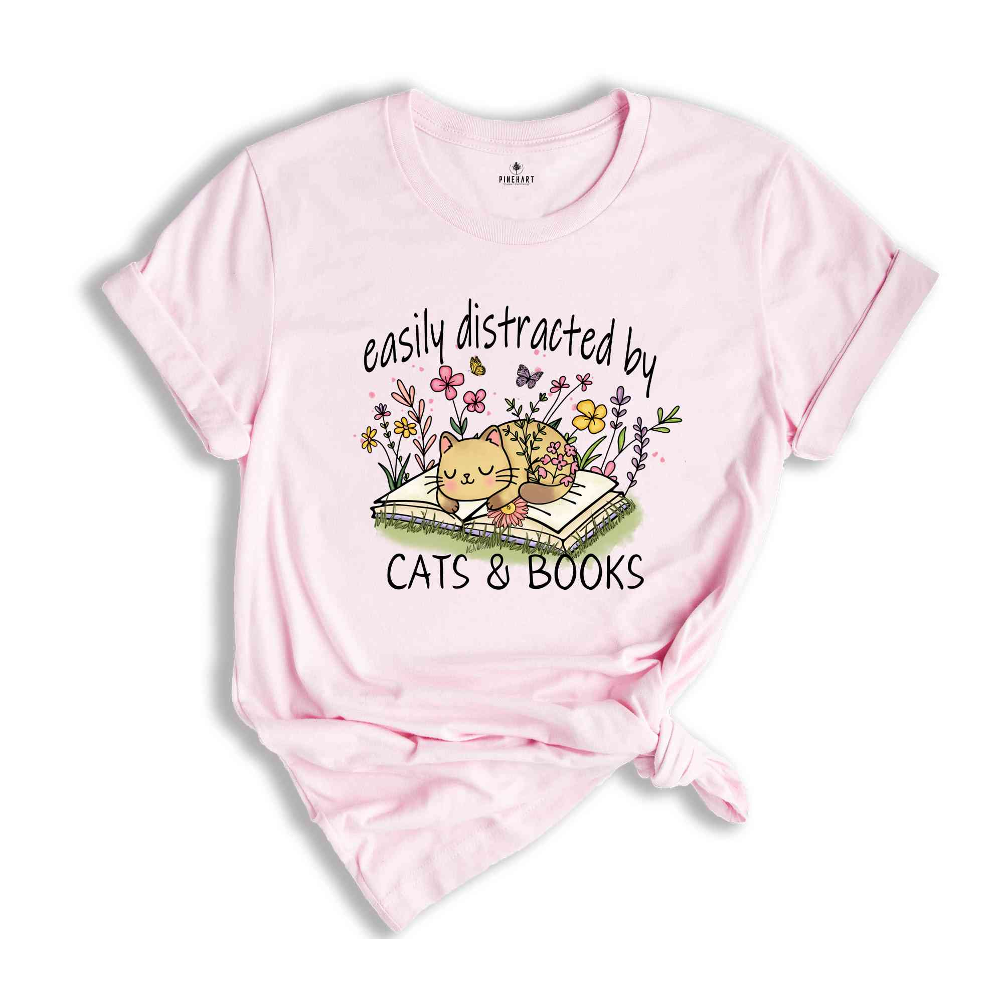 Easy Distracted By Cats & Books Shirt, Book Lover Shirt, Book Lover Gift, Bookish Shirt, Cute Cat Shirt, Cat Lover Shirt, Cat Owner Shirt